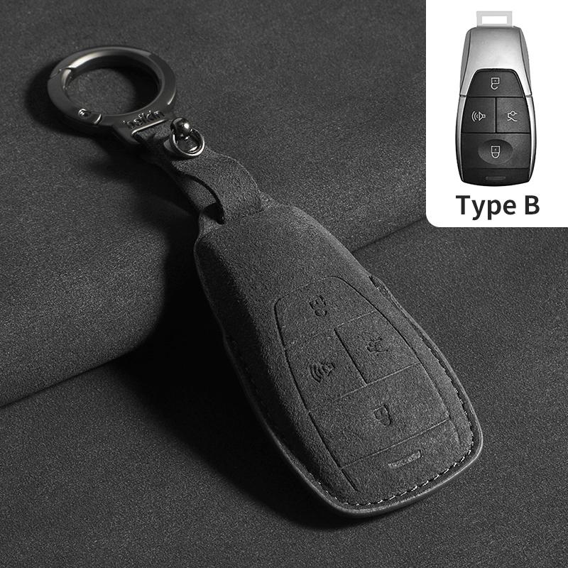 

Leather Suede Car Key Case Cover for BAIC Beijing X7 BJ40 Senova D50 D70 X55 X65 EU5 EU7 Car Key Protector Keychain Accessories