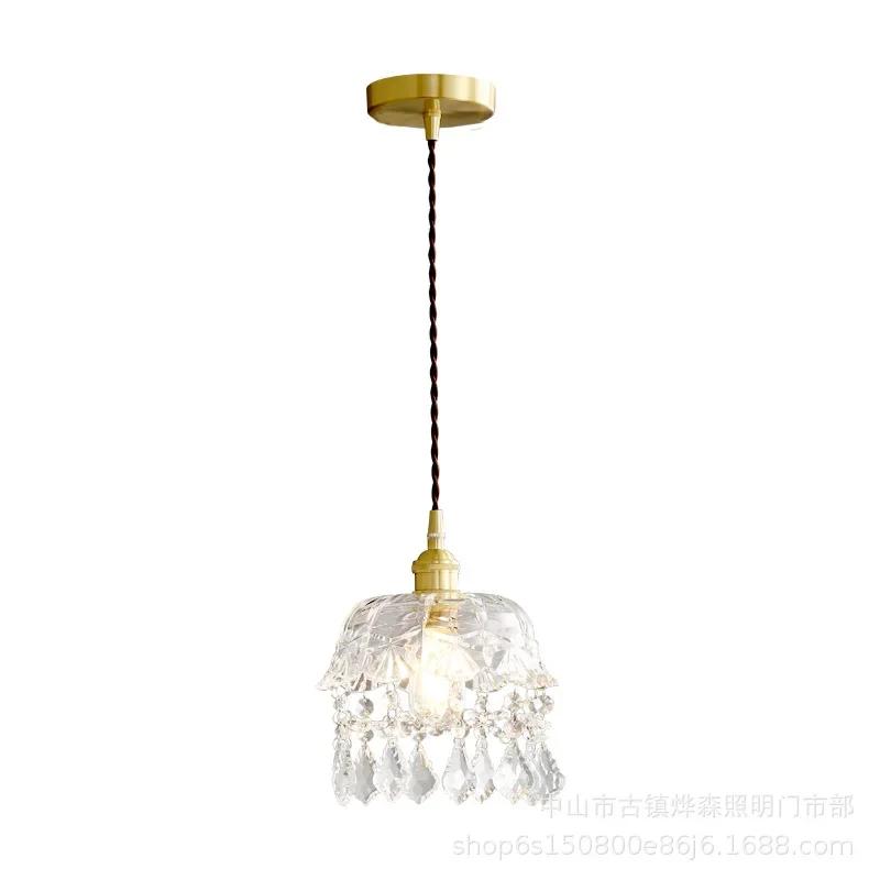 Retro Crystal Pendant Lamp Indoor Decorative Chandelier For Restaurant Bar Dining Table Light Aisle Porch Bedroom Hang Lamp