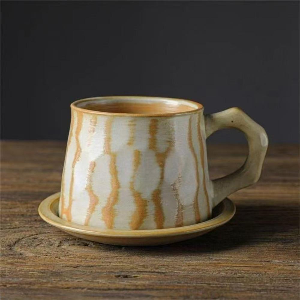 Vintage Ceramic Coffee Cup and Saucer Set Kiln Turner Craftsmanship Mug Stoneware Mug Home Restaurant Water Cup