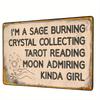Vintage Sage Burning & Crystal Collecting Metal Tin Sign - Wall Decor for Home, Kitchen, Bedroom, Office, Moon & Sun Decor
