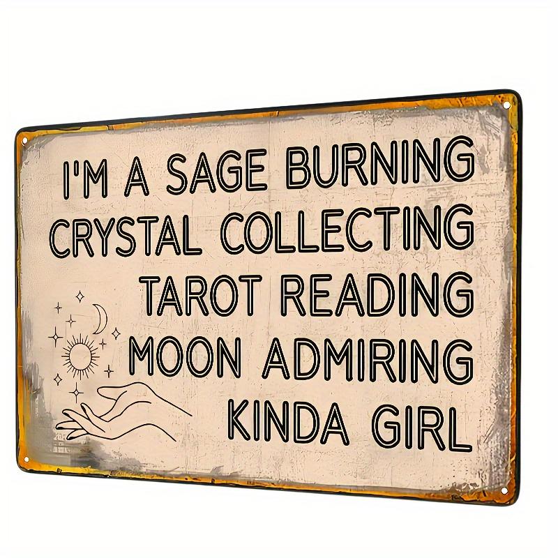 

Vintage Sage Burning & Crystal Collecting Metal Tin Sign - Wall Decor for Home, Kitchen, Bedroom, Office, Moon & Sun Decor 20x30cm（7.8x11.8inch）
