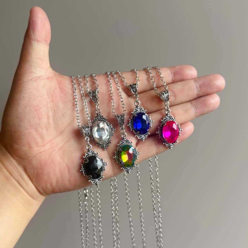 Victoria Style Ruby Cross Pendant Necklace: Women's Luxury Pomegranate Flower Gemstone for Elegant Look