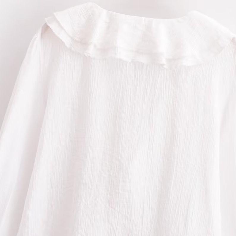 Spring 2025 Women's European-American Style Fashionable Versatile Ruffle Pendant Shirt
