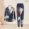Conjunto de Uniforme de Enfermera para Mujer Tallas Grandes Cuello en V Manga Larga Estampado Patriótico Águila Calva Vintage