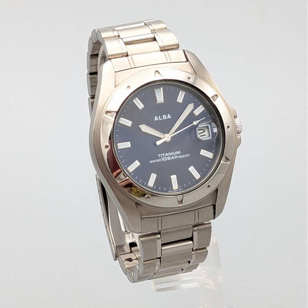 Used [RareNew Battery] Vintage Seiko ALBA Titanium Blue Dial 10BAR