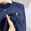 Women Autumn Winter Long Sleeve O Neck Little Horse Mark Soft Breathable Loose Cardigan Sweater Coat