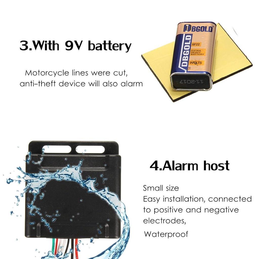 12V 125dB 2 Fernbedienung Motorrad Sicherheitsalarmsystem Diebstahlschutz Moto Roller Motorstart