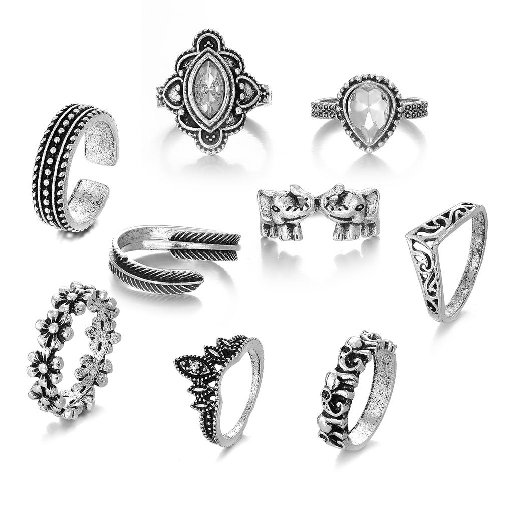 Ušlechtilý elegantní vintage diamantový prsten Dámské šperky Všestranné doplňky Sada módních prstenů s půvabem