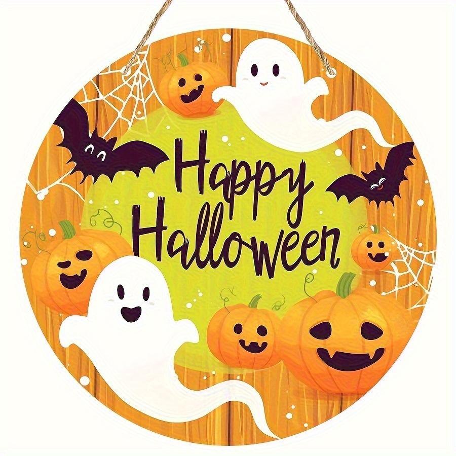 

2d Плоский 20*20см, Популярное Украшение для Дома, Хэллоуин Тыква Привидение Деревянный Круглый Логотип, Креативная Декоративная Доска, для Декора Клуба, Кафе, Сада, Бара. 20*20cm