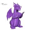 Collectible Dragon Ornament Reading Figurine with Glasses, Statue, 3D Printed Statue Bookshelf Decor, Whimsical Desktop Ornament, Gift for Book Lovers