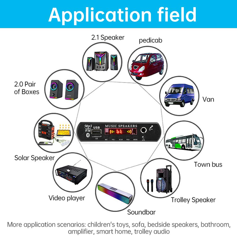 80W+80W Bluetooth MP3 Decoder Board Music Player Module DC 6-24V Car Music Player Module Lossless Audio USB AUX TF Radio