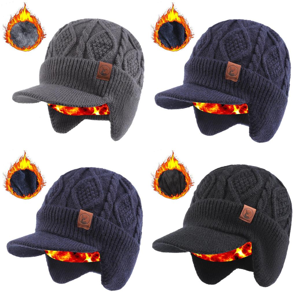 Winter Wool Cap With Textured Design For Men Women Thickened Warmth And Breathability