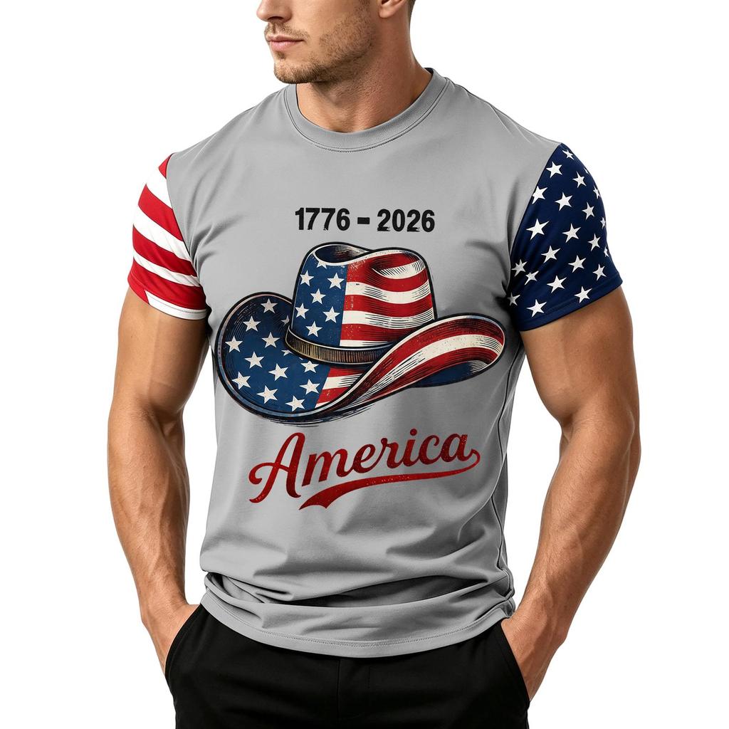 Herren Unabhängigkeitstag Flaggenprint Kurzarm T-Shirt, Locker Lässig Täglich Sommer Oberteile