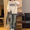 Wholesale crew neck letter print sweater women loose oversize simple pullover