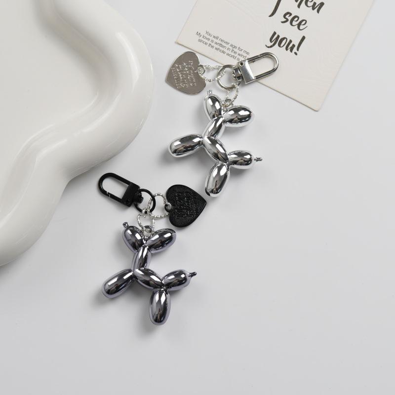 Trendy Acrylic Balloon Dog Keychain & Heart Pendant Backpack Accessory