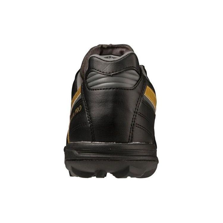 Mizuno Pro 2 Pro Round Toe Lace-Up TF (Rubber Studs) Slip-Resistant Durable Soccer Shoes Men Soccer Shoes Black Gold P1GD231450