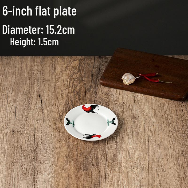 Rooster Series Traditional Oval Ceramic Fish Plate for Hotels & Restaurants