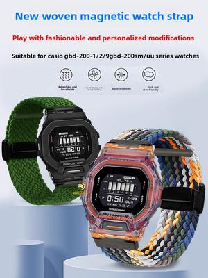 Magnetische Metallschnalle Für Casio g-shock 3506 GBD-200SM GBD-200 Nylon-Canvas Modifiziertes Uhrenarmband Gbd 200 Herren Skalierbares Armband