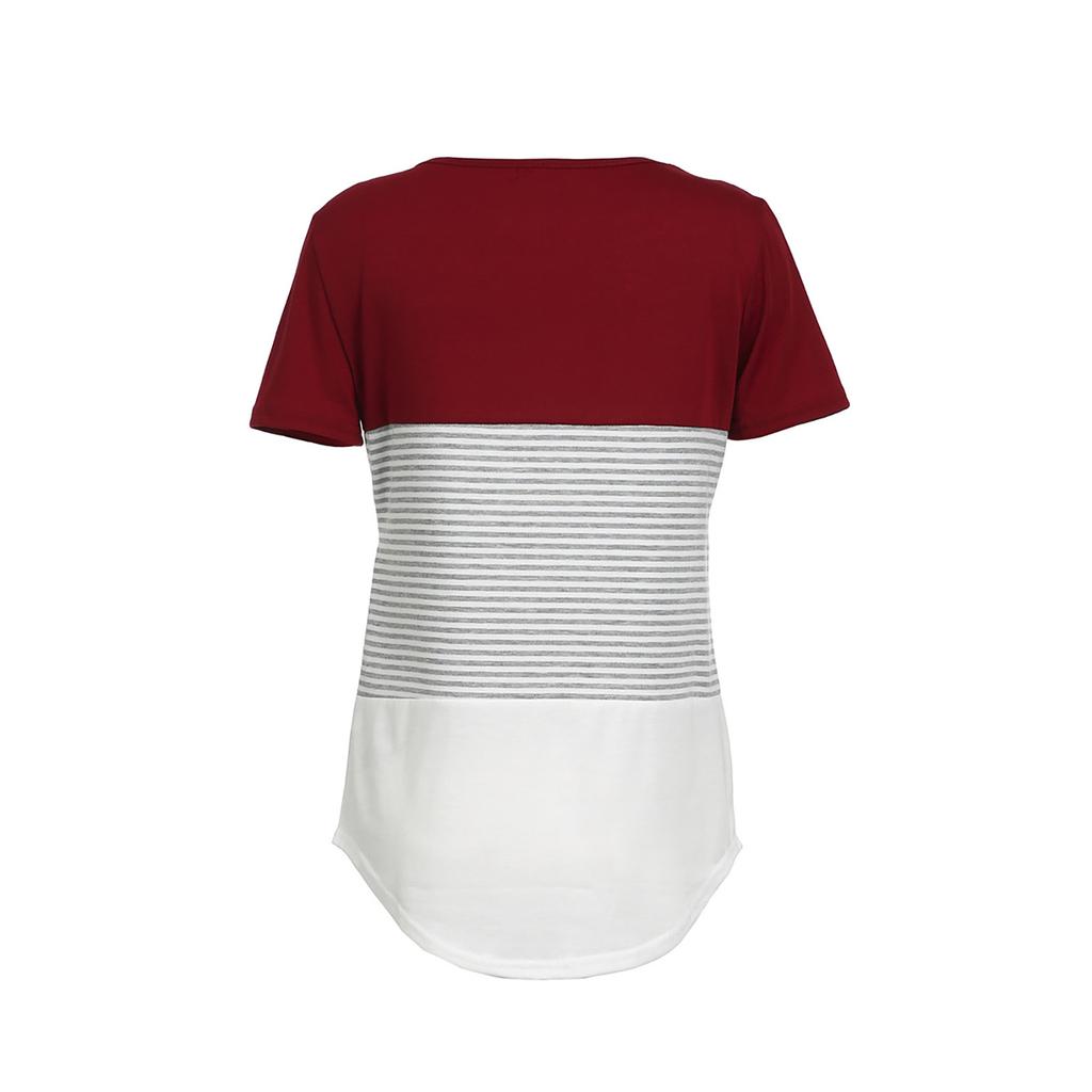 Women's Fashion Short Sleeve Cotton T-shirt Stripe  Maternity Top