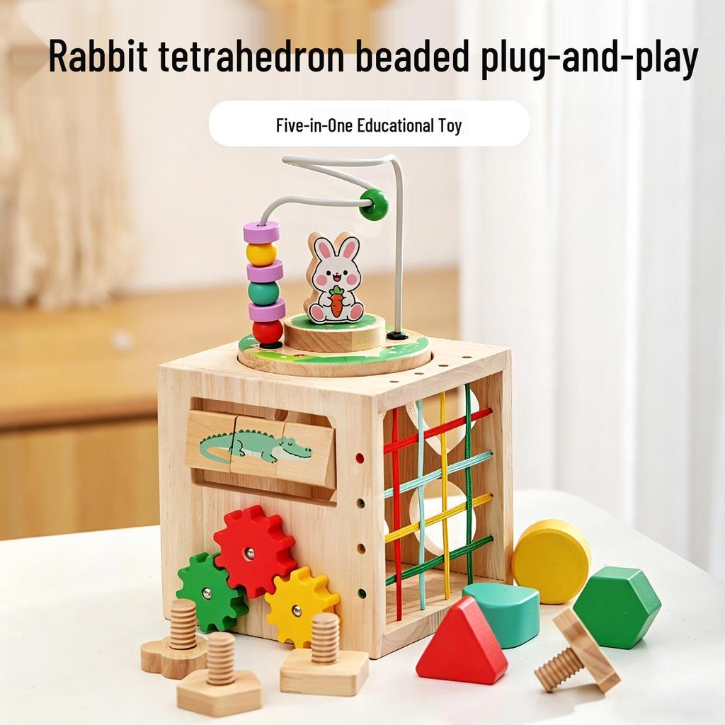 Multifunctional Bead Maze & Pegboard Educational Toy for Shape Recognition & Grip Training