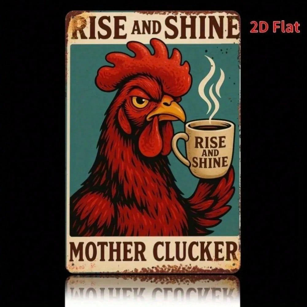 Vintage Metal Chicken Sign Farmhouse Wall Decor Retro Kitchen Art