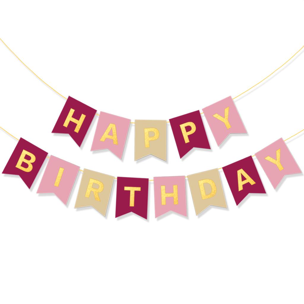 Birthday Party Decoration Bronzing Dovetail Flag Happy Birthday Birthday Flag Banner Bunting Custom