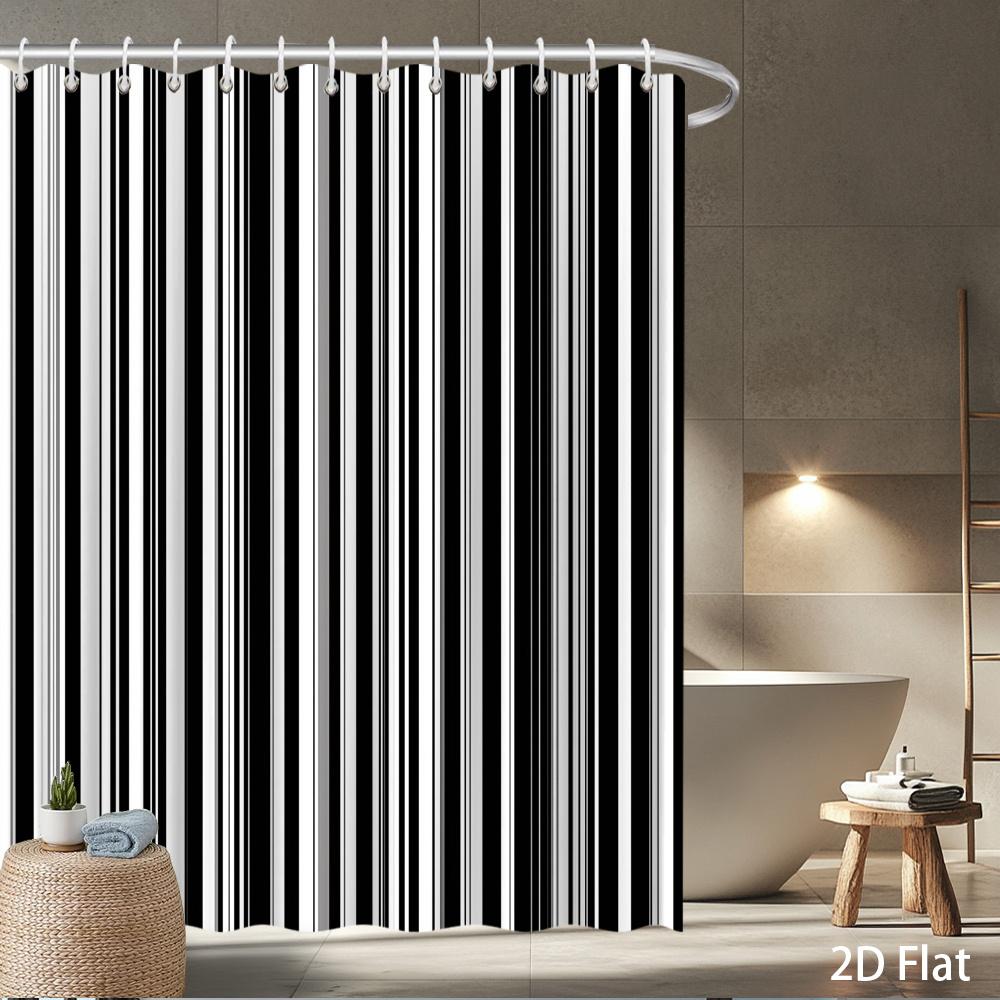 

Black & White Striped Shower Curtain – Vertical Lines, Waterproof Polyester, 72X72 Inch, Modern Bathroom Decor W60H190(CM)-1 Pcs
