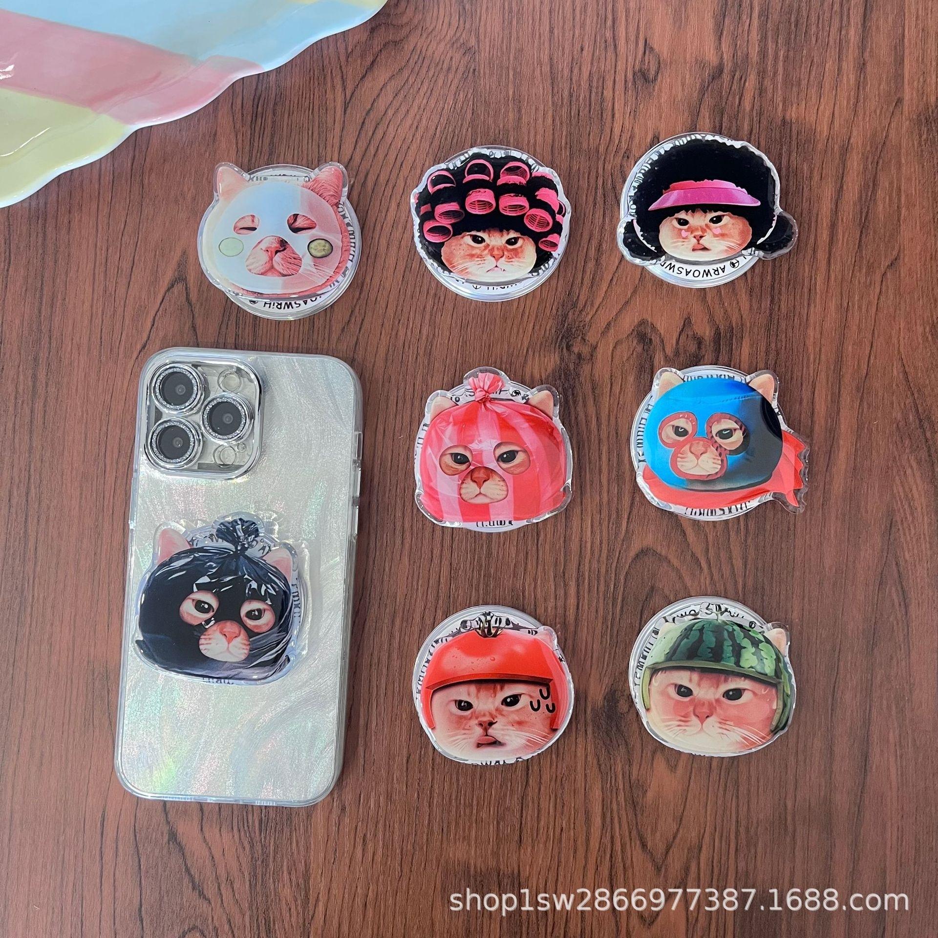 Cartoon Cat Retractable Magnetic Phone Stand with Airbag Cushion Design 6
