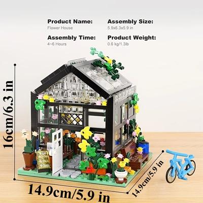 Flower House Building Set with LED Lights City Street Greenhouse Building Block Toy Garden Decor Birthday Gift for Adults Girls