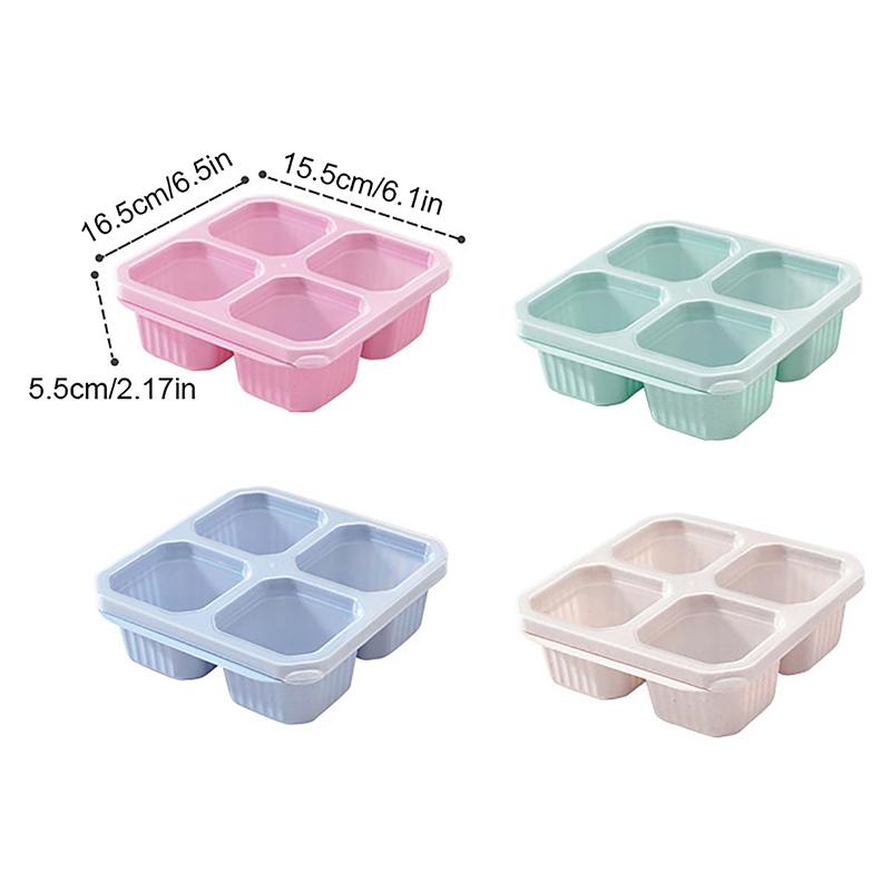 Snack Containers 4 Compartments Snack Boxes For Adults Kids Wheat Straw Meal Prep Reusable Food Storage Lunch Containers