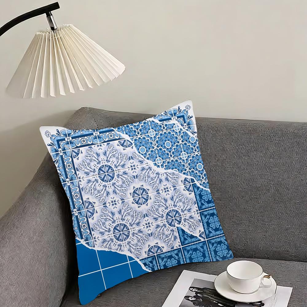 Russian porcelain Cushion Cover Reversible Plush Pillow Cover – For car, sofa, bedroom, perfect as a gift.