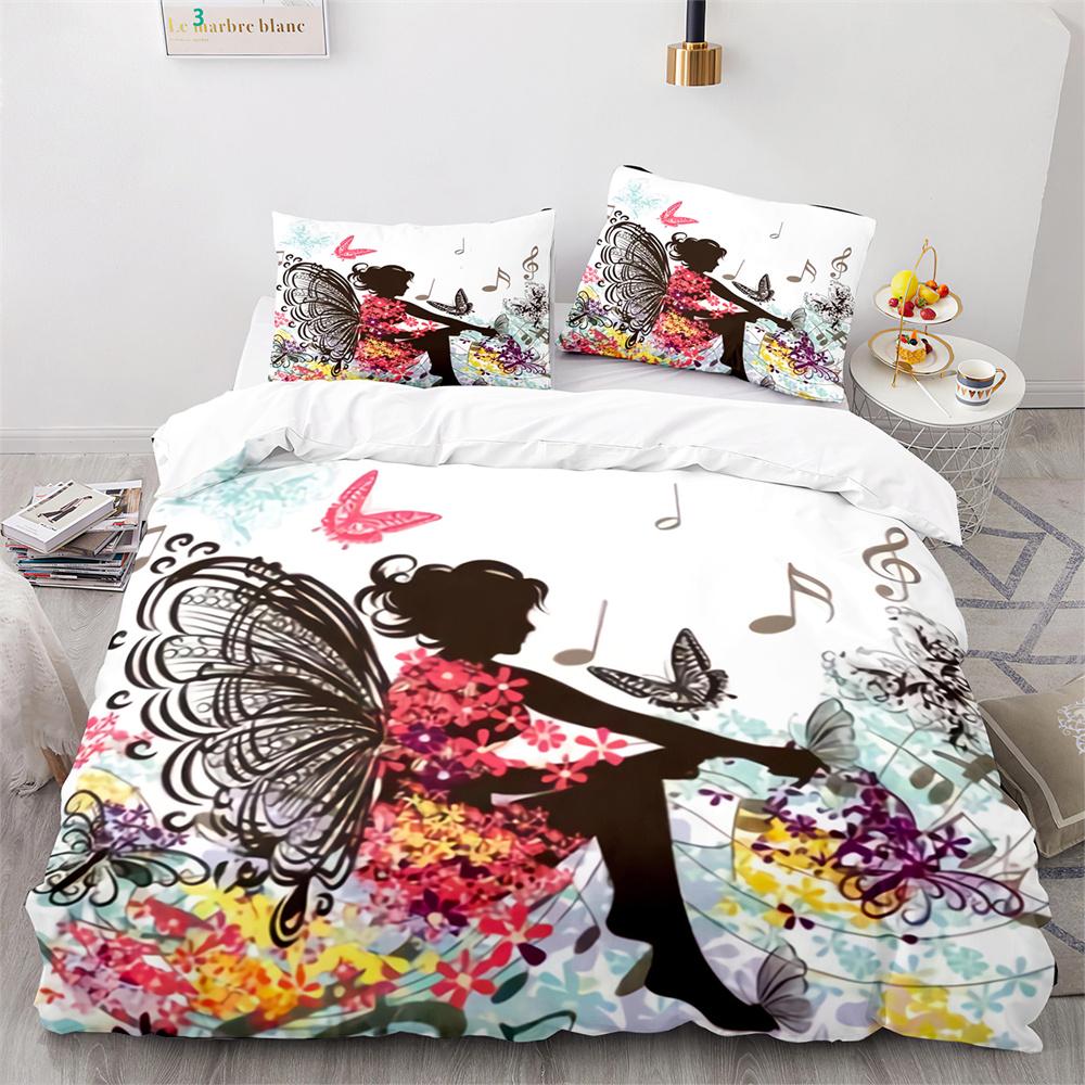 Butterfly Duvet Cover Set Blue Purple Wild Animals Bedding Set King Queen Size for Kids Girls Women Polyester Comforter Cover