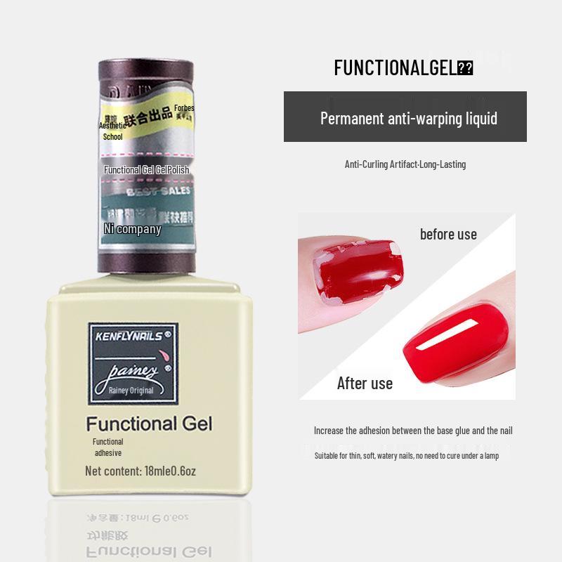 Rainie Nail Gel Builder: Strengthening Base & Tempered Top Coat with Matte Glass Sealer & Nail Tip Adhesive.
