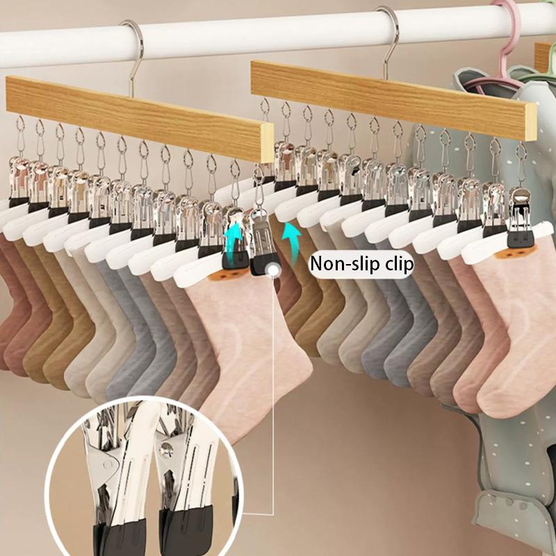 6/10 Clips Hat Holder,Household Multifunctional Organizer for Cap Socks Towel,Household Wooden Hats Hanger for Closet Storage