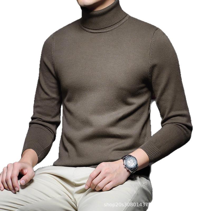 Men's Solid Color Turtleneck Knit Top Casual Warm Winter Base Layer