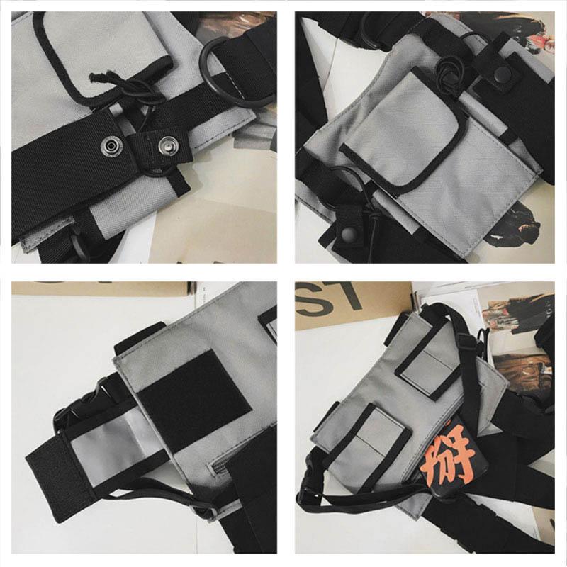 Functional Tactical Chest Bag For Men Woman Fashion Bullet Hip Hop Vest Streetwear Bags Casual Waist Pack Unisex Black Chest Rig Bag
