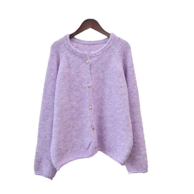 Loose and Gentle Wind Soft Waxy Knitted Cardigan Autumn and Winter New Love Buckle Temperament Sweater Jacket Women