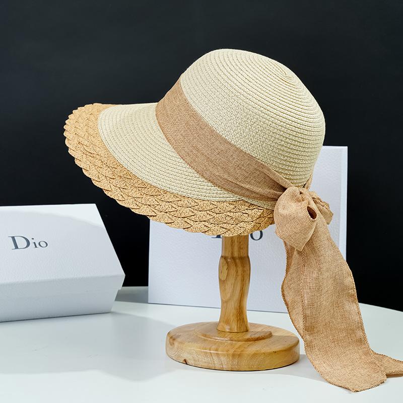 2022 Straw Hat Women'S Sunshade Sunscreen Hat Summer Eaves Outdoor Versatile Sun Hat Wide Brim