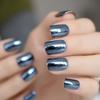 Press-on Nagels, Asblauw Nepnagels, Schoonheid Metallic Spiegel Nagels Manicure Kits, Herbruikbare UV Gel Nep Vinger Nagelkunst Vrouwen Meisjes Cadeaus voor Dagelijks