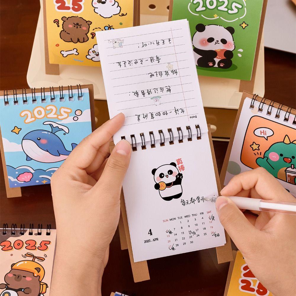 4Pcs/set Thickened 2025 Calendar Cute Desktop Calendar Ornament Portable Mini Calendar  Students