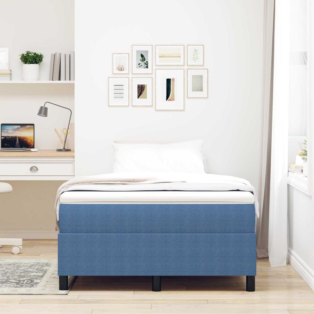 Platform Bed Frame Blue 120 X 200 Cm Corduroy Fabric