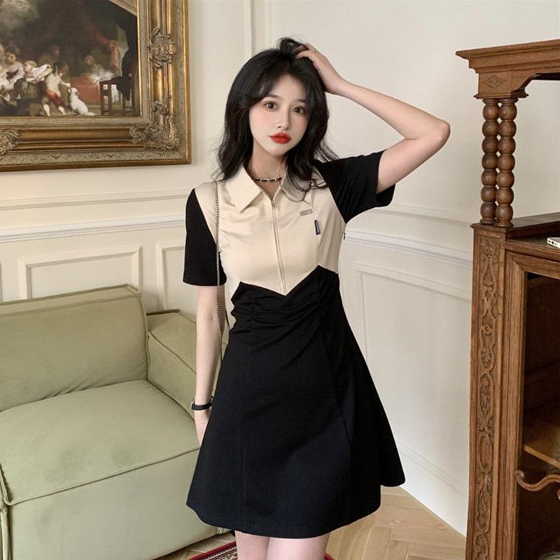 Polo Collar Dress Women's Design Sense Niche Summer New Waist Thin Small Chic Short Skirt