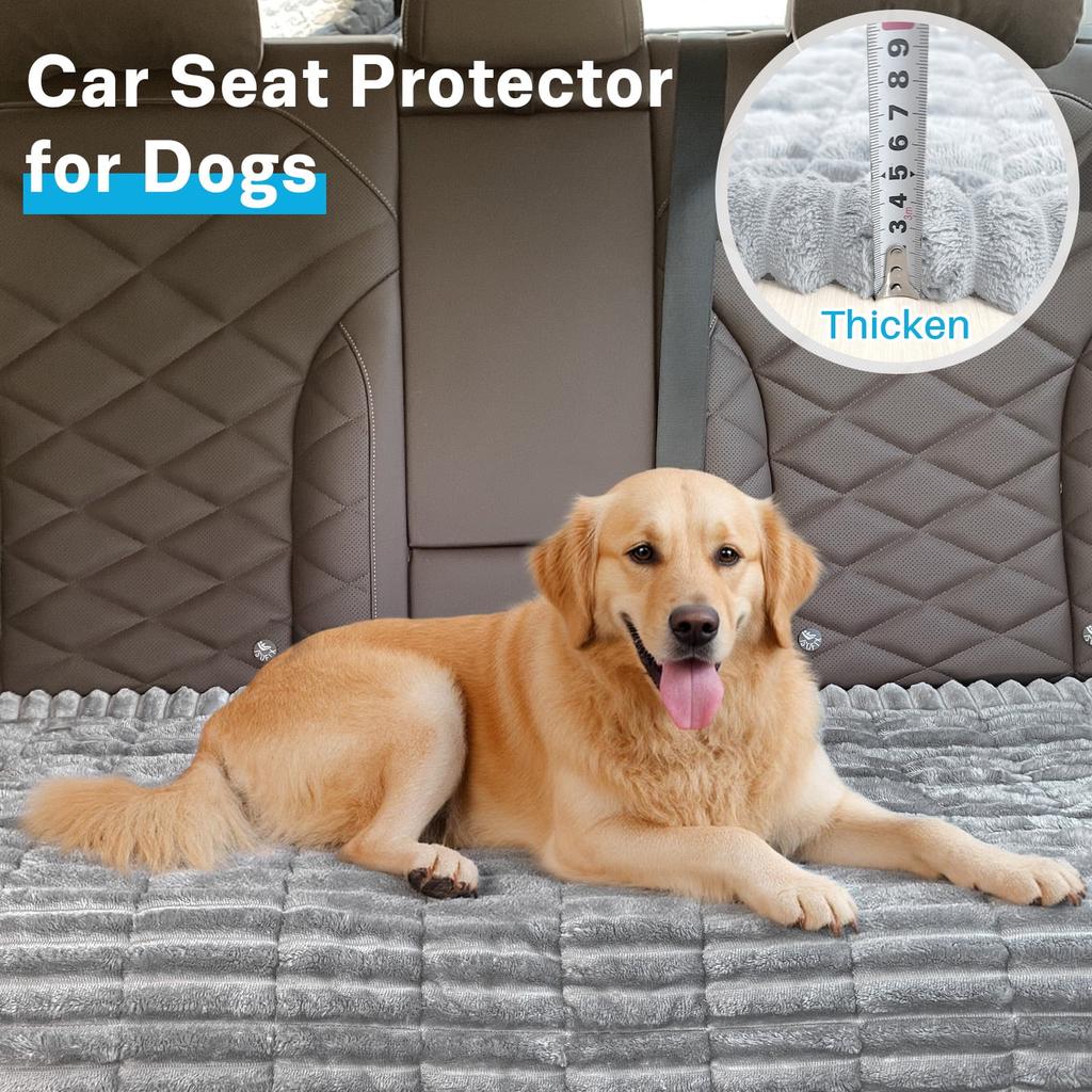 Backseat Pet Bed Mat, Dog Bed for Car Back Seat, Non-Slip Furry Dog Covers Pet Mat, Fit for Backseat Extenders and Seat Covers