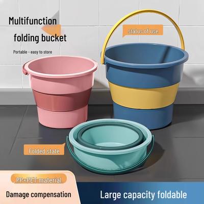 Odolný Skládací Přenosný Víceúčelový Plastový Kbelík: Ideální pro praní prádla, rybaření v přírodě, skladování v autě a další
