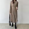 Early Autumn Elegant Lady High Waist Pleated Long Maxi Comfortable Dress Lightweight High Recognition Elegant with Flattering Chic Dress