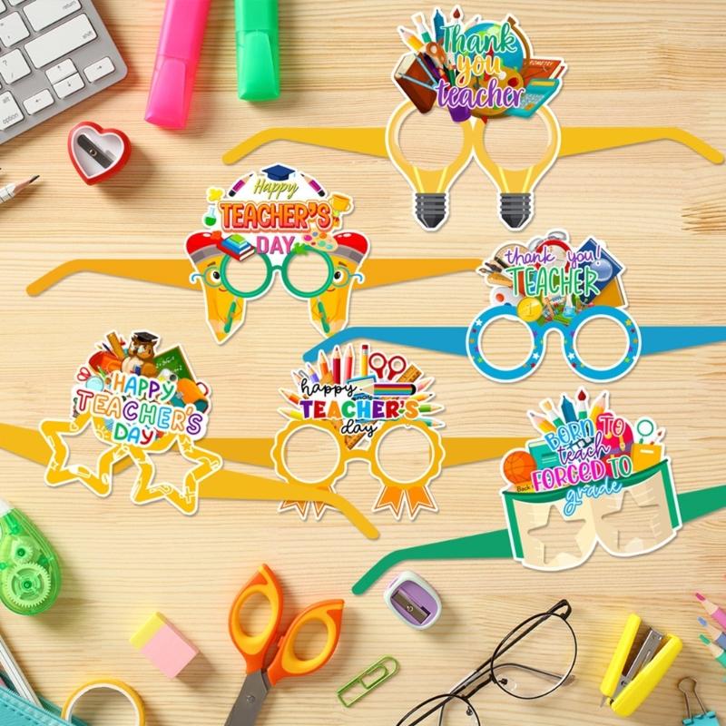 Set of 12 Teacher Appreciation Paper Eyeglasses Fun Teacher Eyewear for Fun and Festival Photo Booth Decorations
