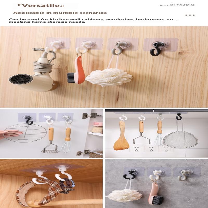 20/10 Pcs Self-Adhesive Wall Hanging Hook 360° Rotating No-Drilling Ceiling Household Hook
