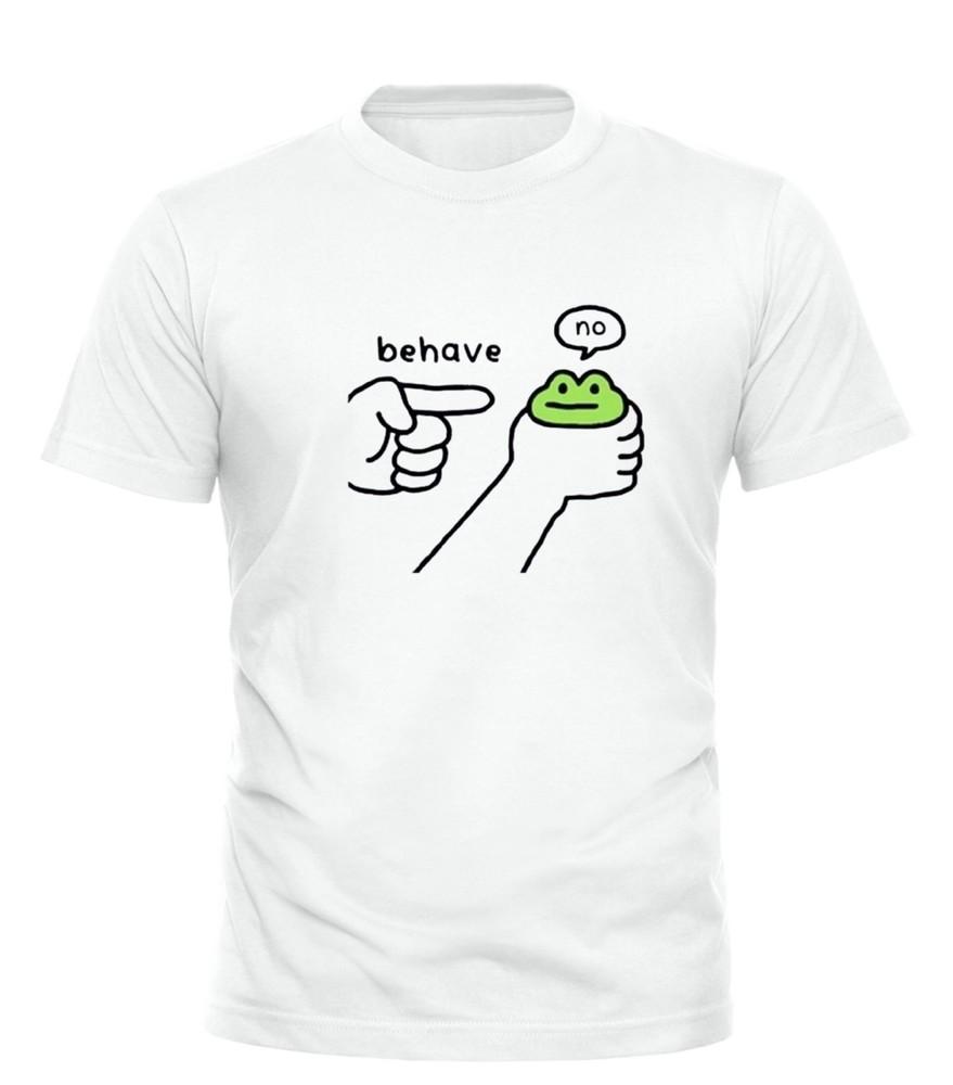 Funny Frog T Shirt Behave No Sarcastic Meme Cartoon Unisex Tee Graphic Top Gift Unisex T-Shirt XL