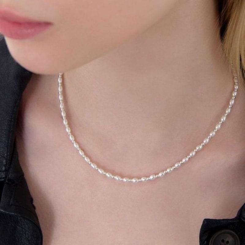 Moi Moi Rice Pearl Ball Necklace