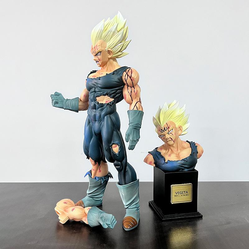 Dragon Ball Z Majin Vegeta Action Figure 28cm 11.02inch Replace Head Battle Damaged Statue Collection Model Toys Gifts For Fans